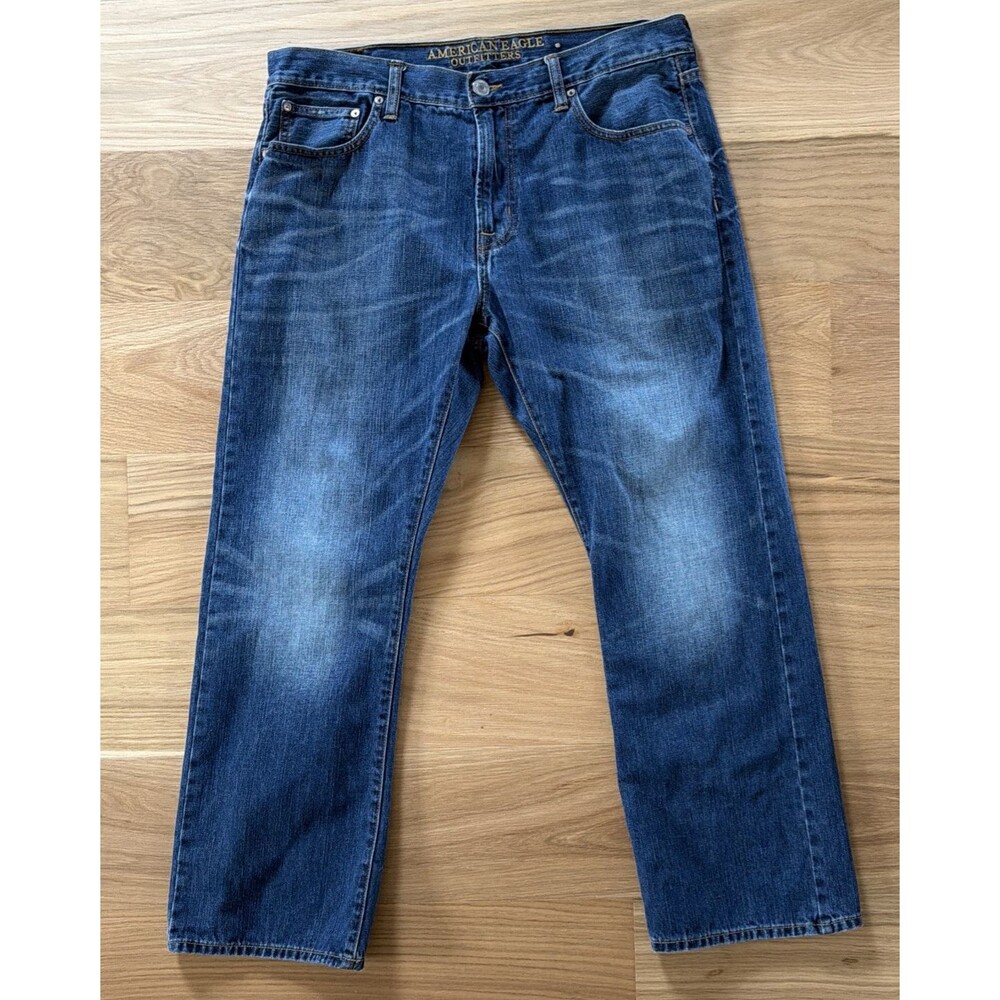American Eagle Outfitters Original Boot 100% Cotton Men Jeans 36 x 27 Whiskers